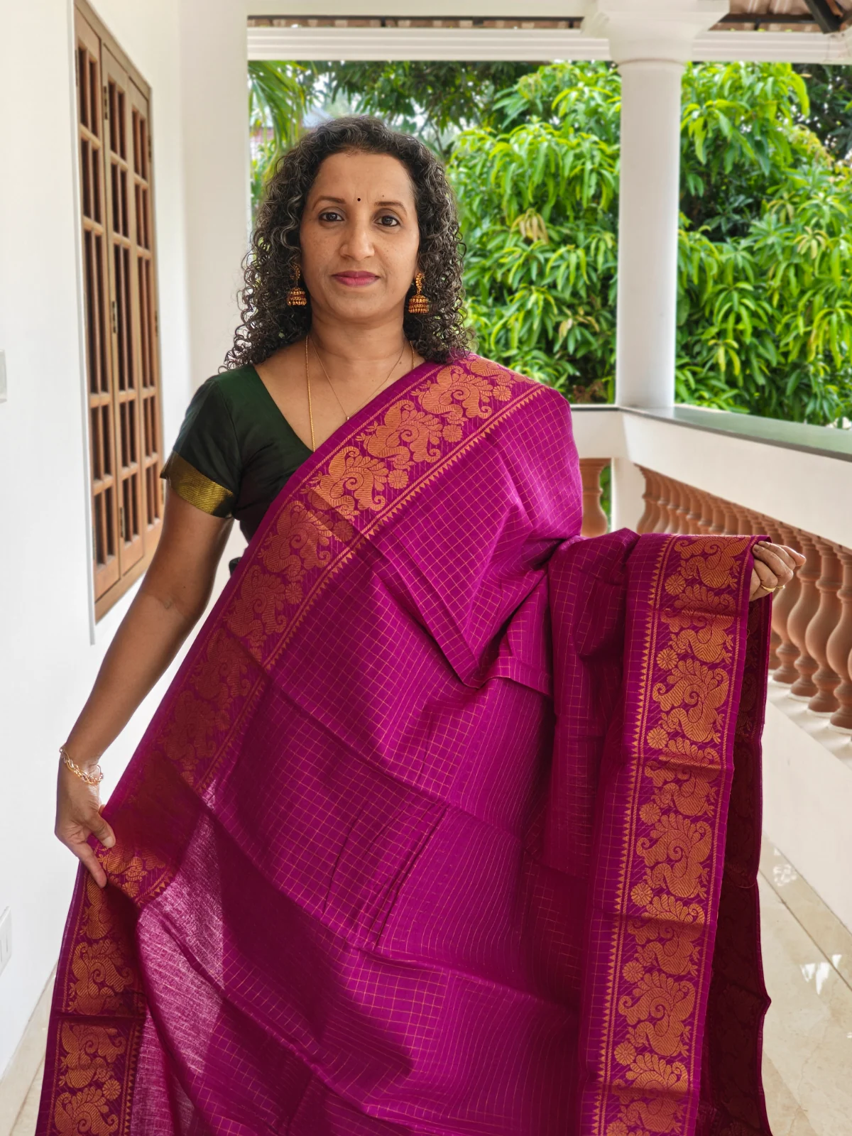 Pink Zari Kattam Sungudi Cotton Psc041 1A